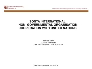 ZONTA INTERNATIONAL  – NON–GOVERNMENTAL ORGANISATION –  COOPERATION WITH UNITED NATIONS