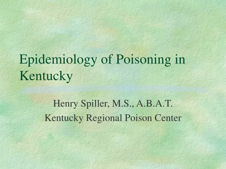 epidemiology of poisoning in kentucky