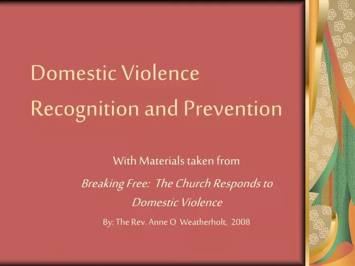 domestic violence recognition and prevention