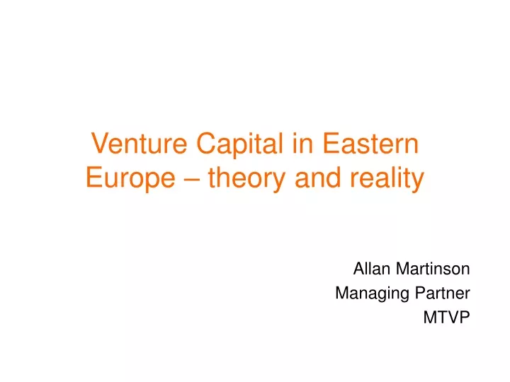 venture capital in eastern europe theory and reality