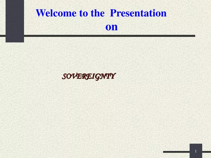 welcome to the presentation on
