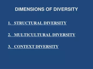 DIMENSIONS OF DIVERSITY