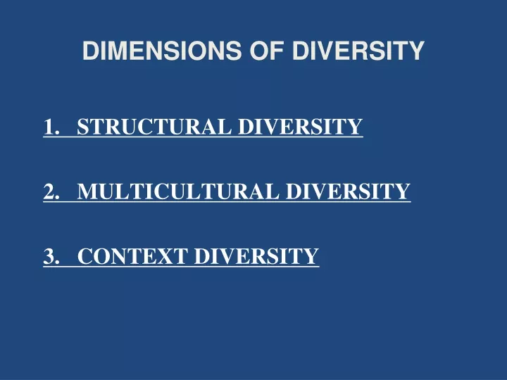 dimensions of diversity