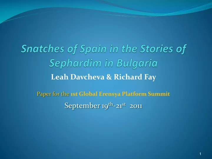snatches of spain in the stories of sephardim in bulgaria