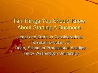 Ten Things You Should Know About Starting A Business