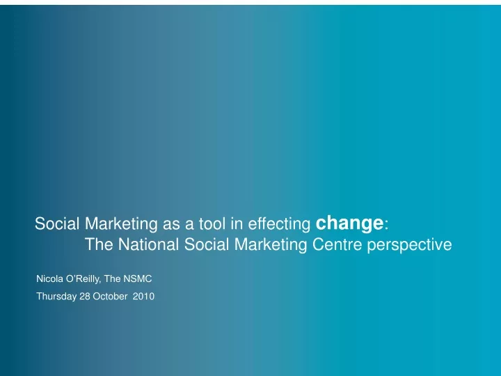 social marketing as a tool in effecting change