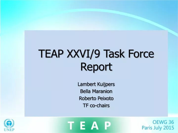 teap xxvi 9 task force report lambert kuijpers bella maranion roberto peixoto tf co chairs