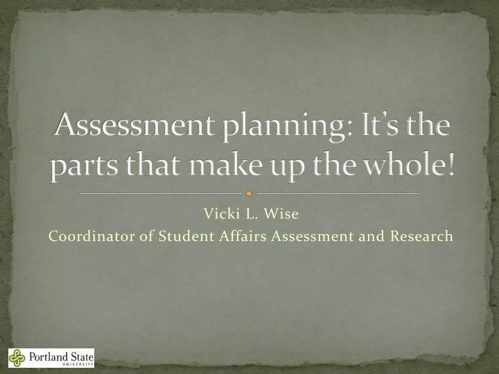 assessment planning it s the parts that make up the whole