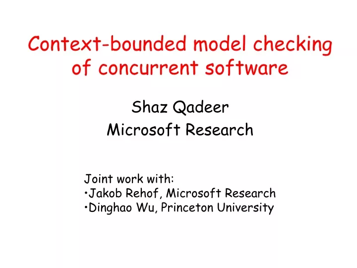 context bounded model checking of concurrent software