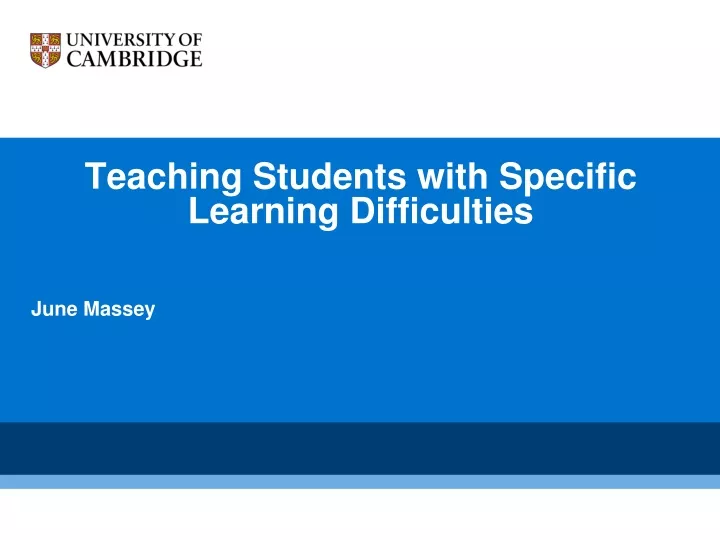 teaching students with specific learning difficulties june massey