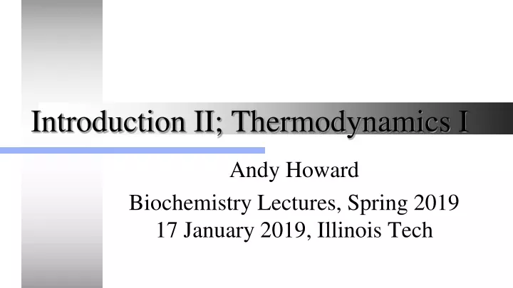 introduction ii thermodynamics i