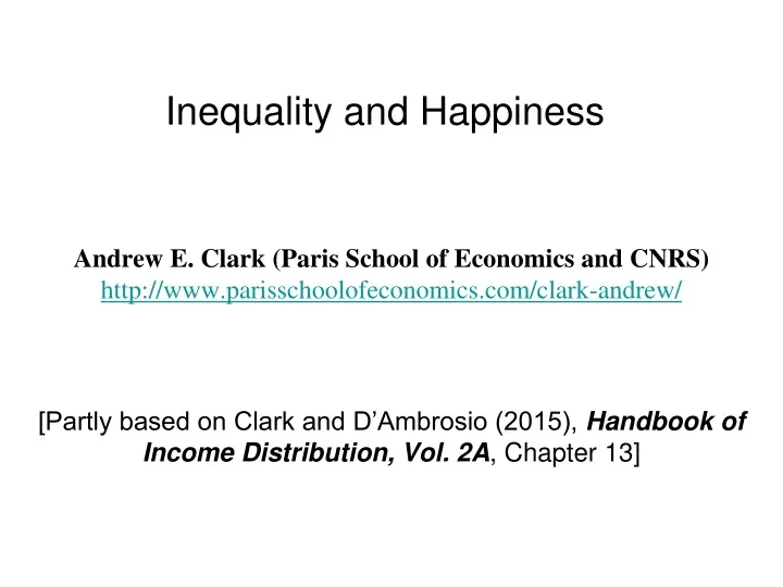inequality and happiness