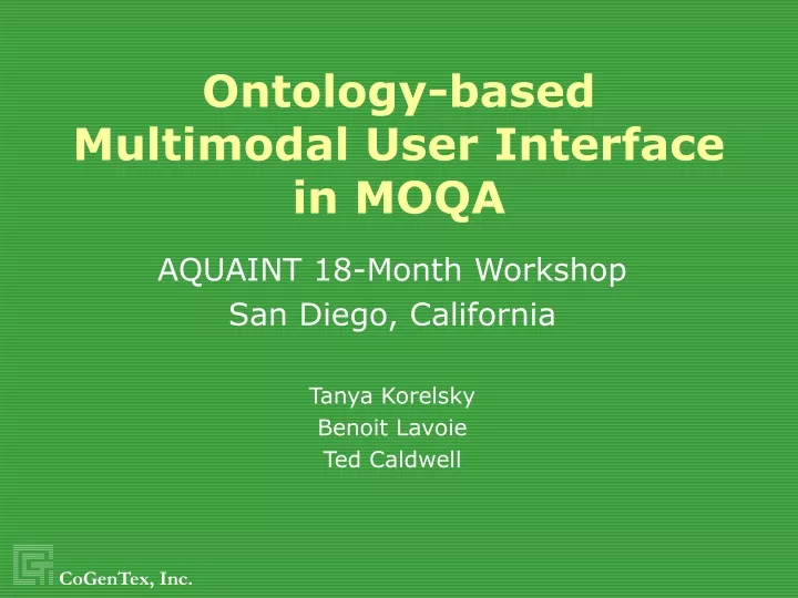ontology based multimodal user interface in moqa