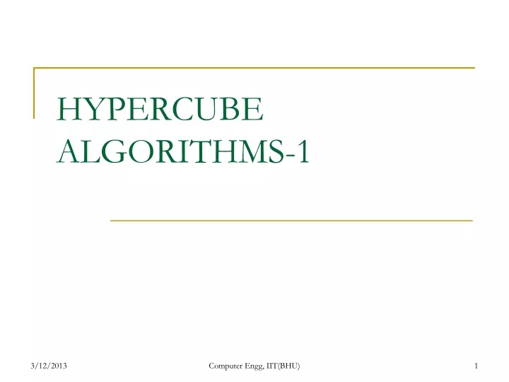 hypercube algorithms 1