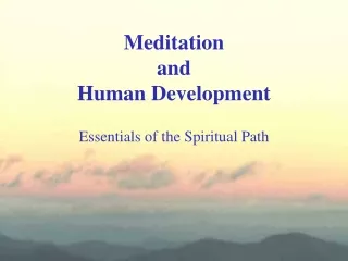 Meditation  and  Human Development