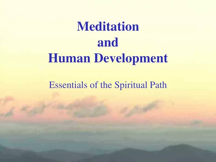 meditation and human development