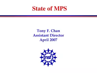 Tony F. Chan  Assistant Director April 2007