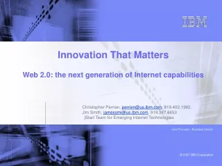 Innovation That Matters  Web 2.0: the next generation of Internet capabilities