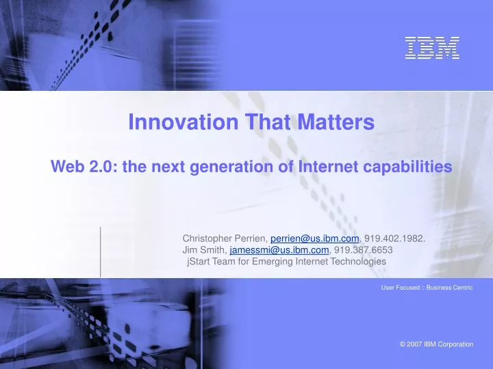 innovation that matters web 2 0 the next generation of internet capabilities