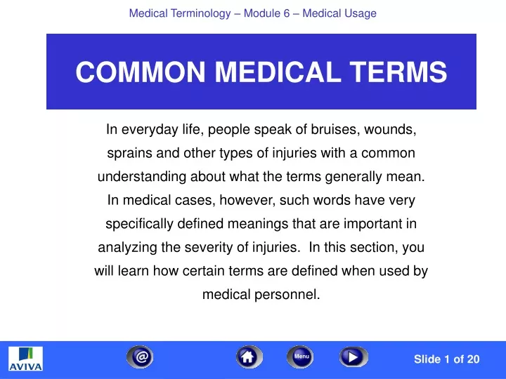 common medical terms