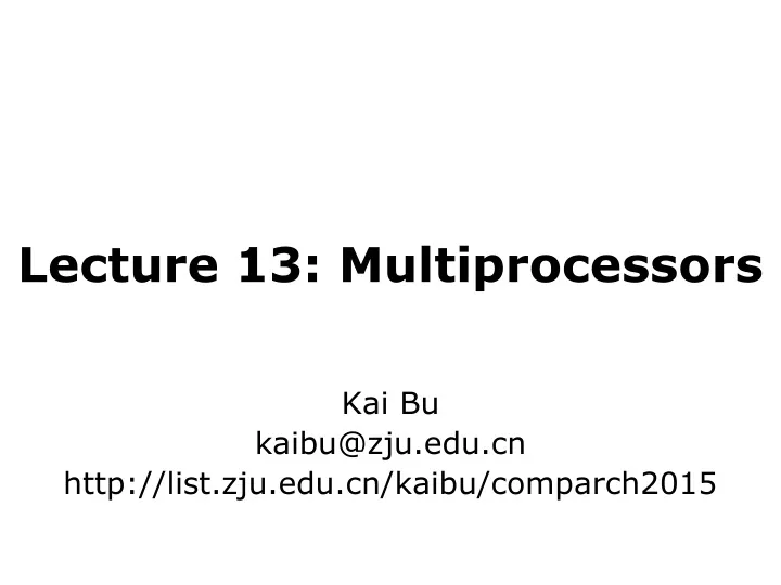 lecture 13 multiprocessors
