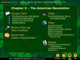 Chapter 3 – The American Revolution