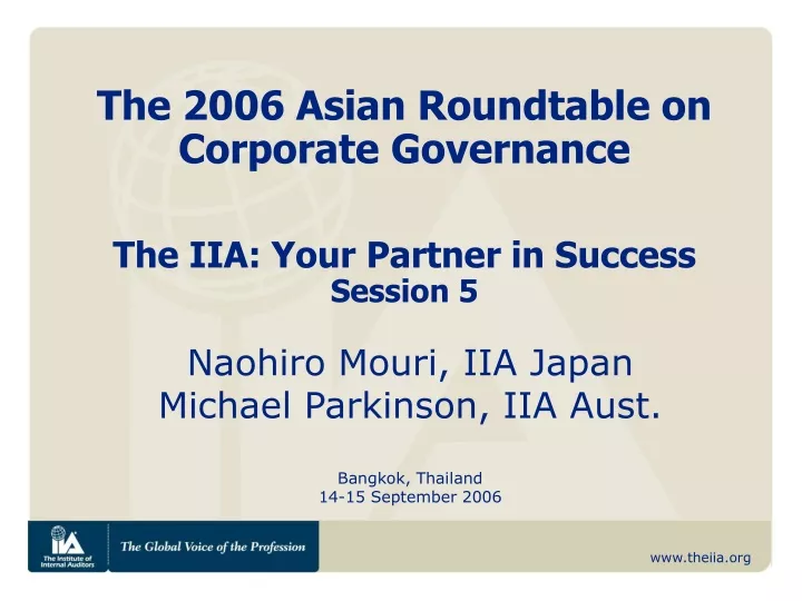 the 2006 asian roundtable on corporate governance the iia your partner in success session 5