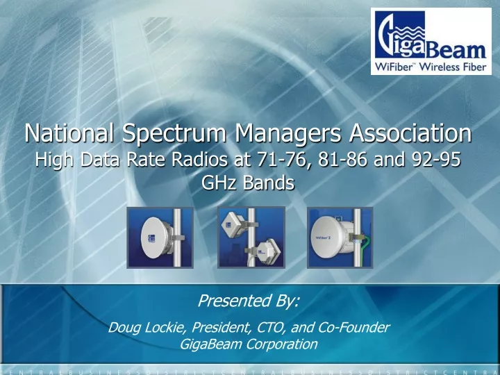 national spectrum managers association high data rate radios at 71 76 81 86 and 92 95 ghz bands
