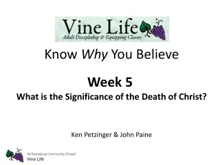 Know  Why  You Believe Week 5  What is the Significance of the Death of Christ?