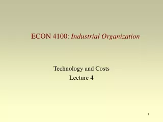 Technology and Costs Lecture 4