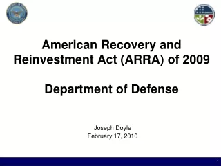 American Recovery and Reinvestment Act (ARRA) of 2009 Department of Defense