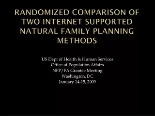 Randomized Comparison of Two Internet Supported Natural Family Planning Methods