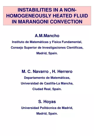 A.M.Mancho Instituto de Matemáticas y Física Fundamental,
