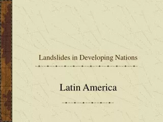 Landslides in Developing Nations