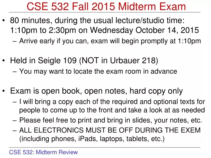 cse 532 fall 2015 midterm exam