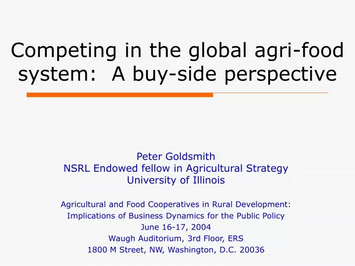 competing in the global agri food system a buy side perspective