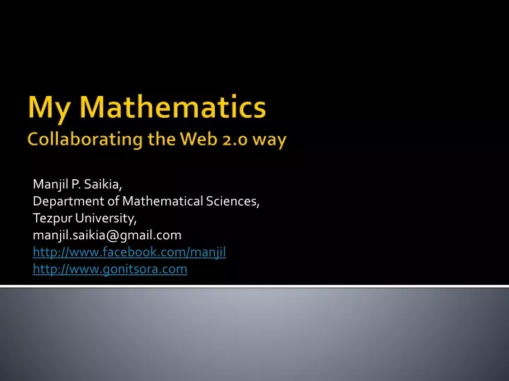 my mathematics collaborating the web 2 0 way