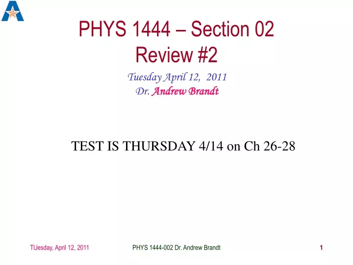 phys 1444 section 02 review 2