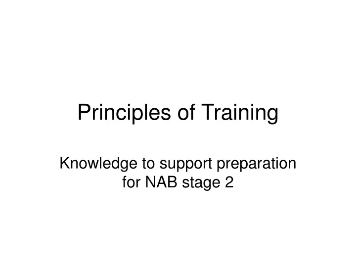 principles of training