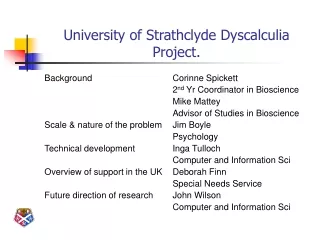 University of Strathclyde Dyscalculia Project.