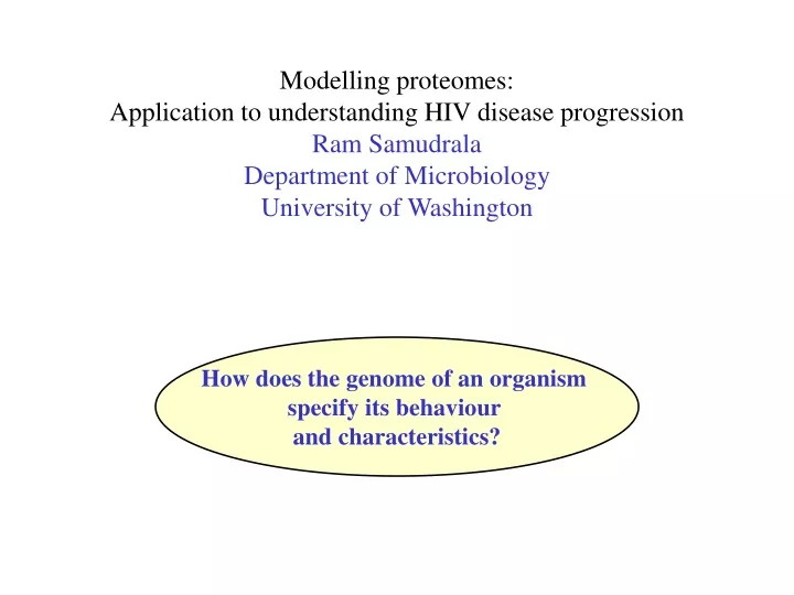 modelling proteomes application to understanding