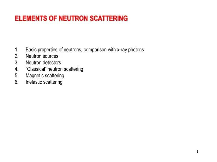 elements of neutron scattering