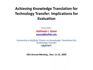 Achieving Knowledge Translation for Technology Transfer: Implications for Evaluation