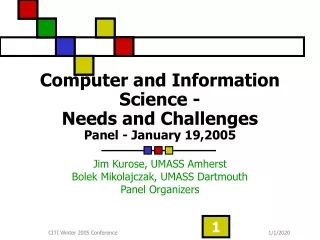 Computer and Information Science -  Needs and Challenges Panel - January 19,2005