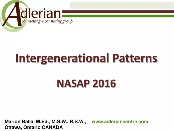 intergenerational patterns nasap 2016