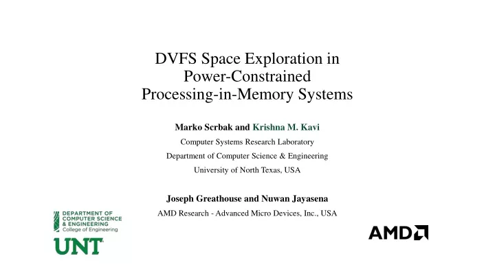dvfs space exploration in power constrained processing in memory systems