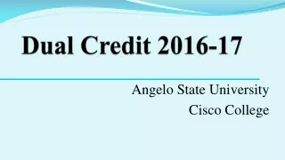 Dual Credit 2016-17