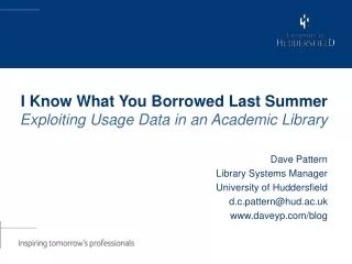 I Know What You Borrowed Last Summer Exploiting Usage Data in an Academic Library