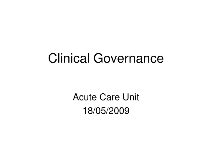 clinical governance