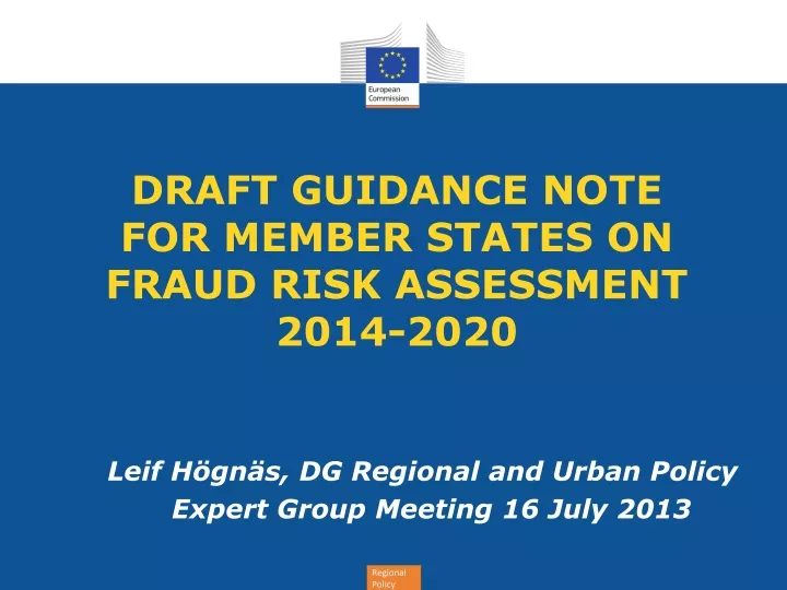 draft guidance note for member states on fraud risk assessment 2014 2020